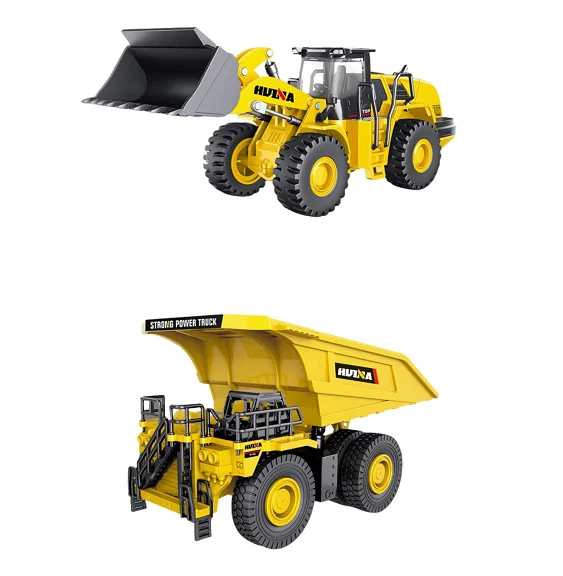 KYK Hot Product Huina Die-cast Toys Vehicle Alloy Excavator Engineering Vehicle Simulation Static Model Loader Truck