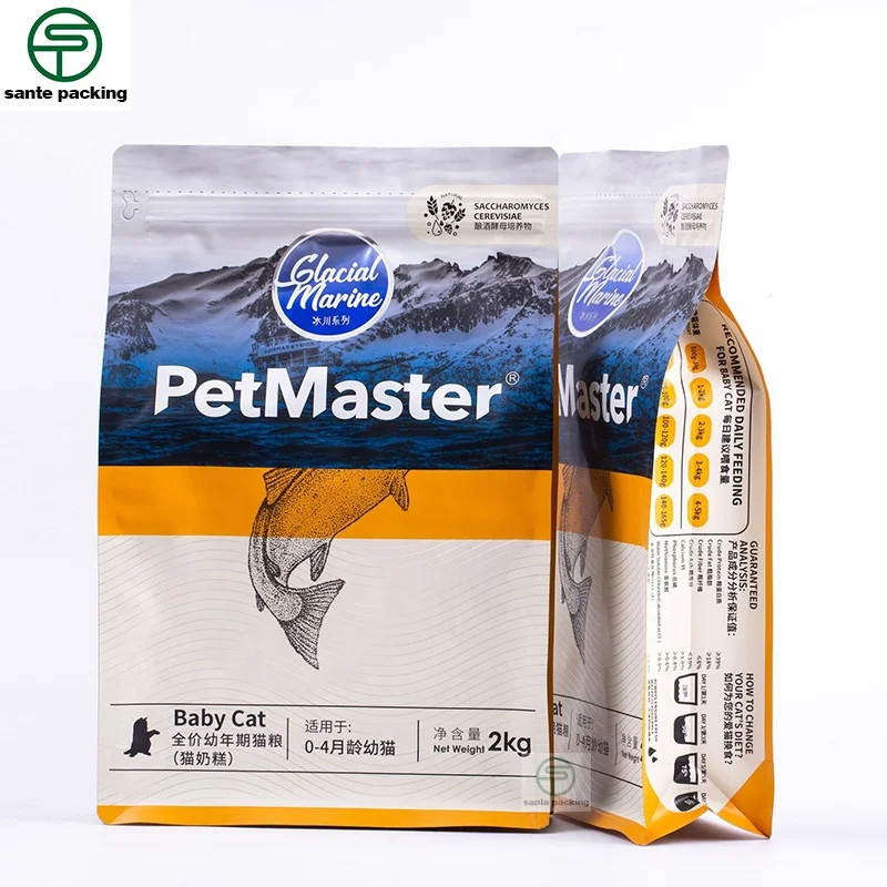 Various Type Aluminum Foil Mylar Zip lock Bags Flat Bottom Pouch Stand Up Bags for Pet Food Packaging