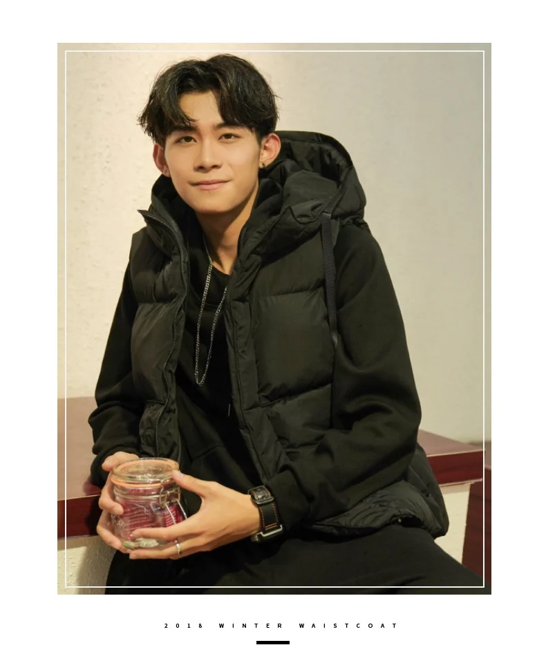 
Men thick puffer vest with padded sleeveless jacket 