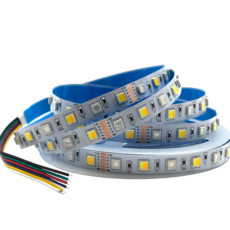 Popular Tuya smart wifi RGBCCT Control Kit SMD 5050RGBCCT 60LED/M Waterproof IP65 DC12V/24V Color Temperate RGB LED strip light