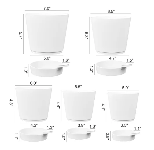 5pcs  Self-Watering Planters with Drainage Hole for Indoor PlantsPlastic Flower Pots for Succulents and African Violets
