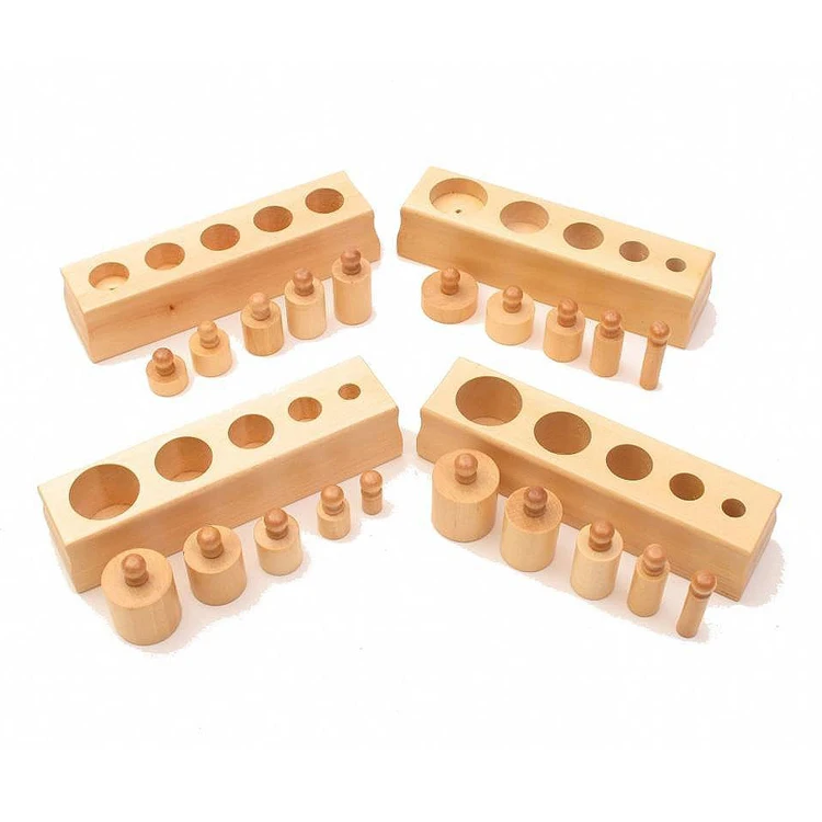 Wholesale custom multicolor montessori knobbed cylinder blocks teaching materials wooden educational early learning tools toys