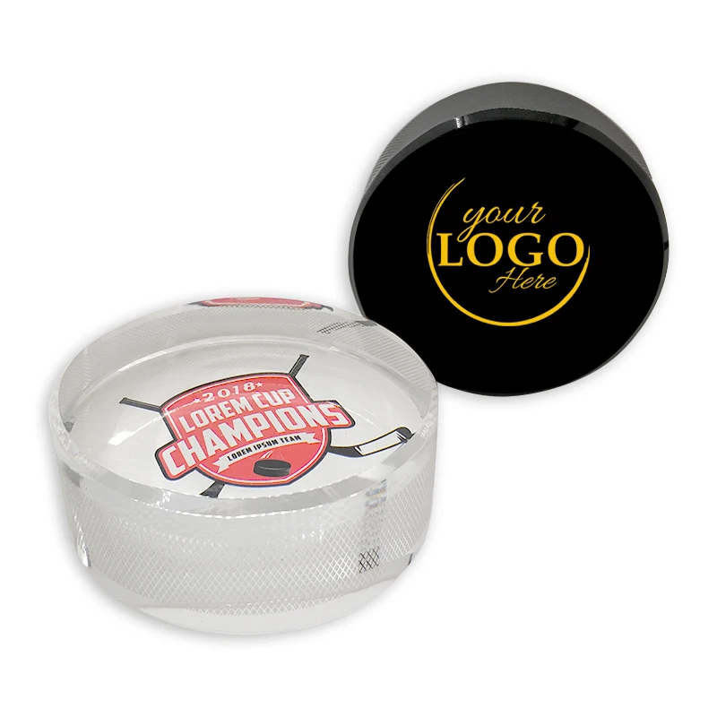 Wholesale Custom Engraving K9 Grade Crystal Paperweight Ice Hockey Puck Shape Glass Paperweights For Competition Souvenir CPW-02