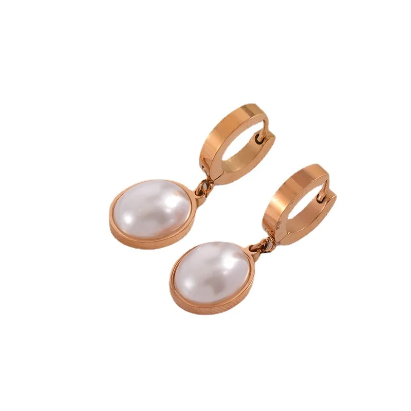 2022Spring and Summer new simple graceful titanium steel stud earrings personality all-match High sense earrings women