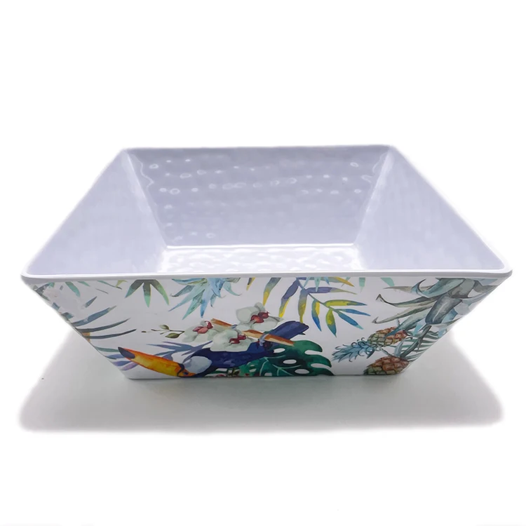 Factory direct Unbreakable square modern restaurant melamine plastic salad serving bowl