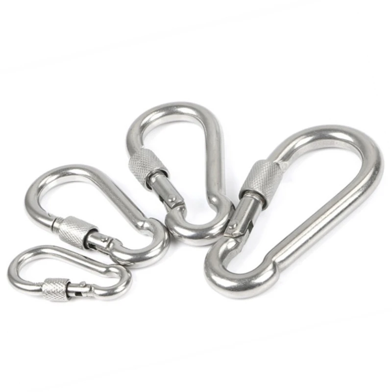 HXY Custom M6 316 Galvanized Bulk Stainless Steel Carabiner Clip Climbing Mountaineering Safety Carabiner Snap Hook For Climbing