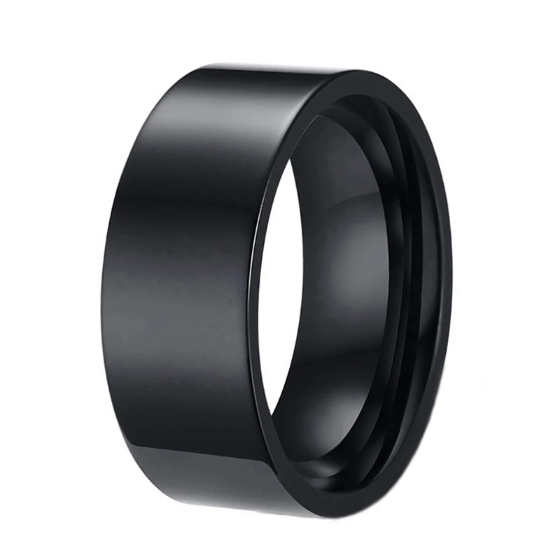 Hypoallergenic Pure Titanium Plain Wedding Band 8mm High Polished Pipe Cut Flat Back Wedding Ring for Men