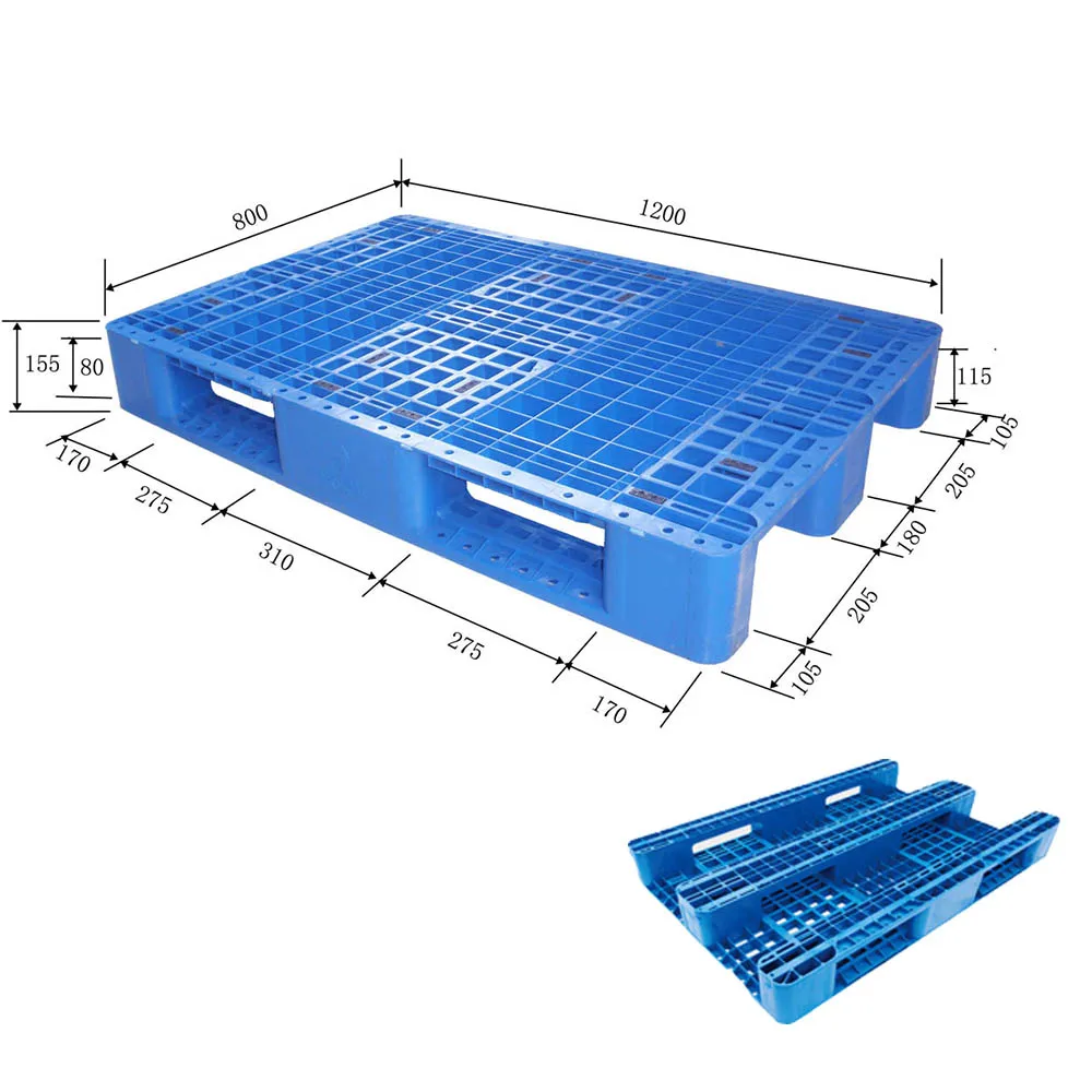 1200*800mm Wholesale closed top 3 slides HDPE waterproof acid resistant impact resistance hygienic heavy duty  plastic pallet