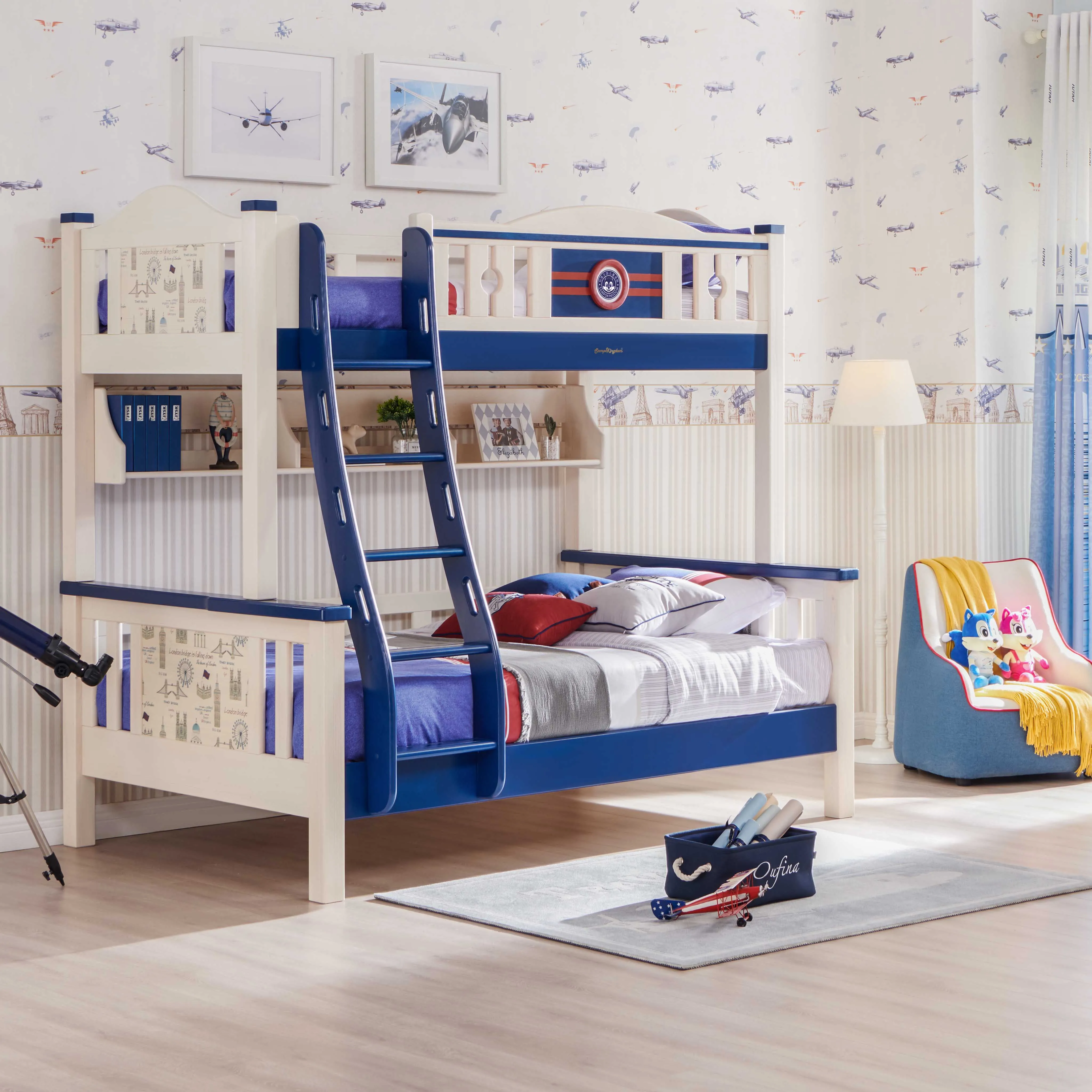 Twin Loft sleeping space+1 bed for whole family +  functional kids bed with storages