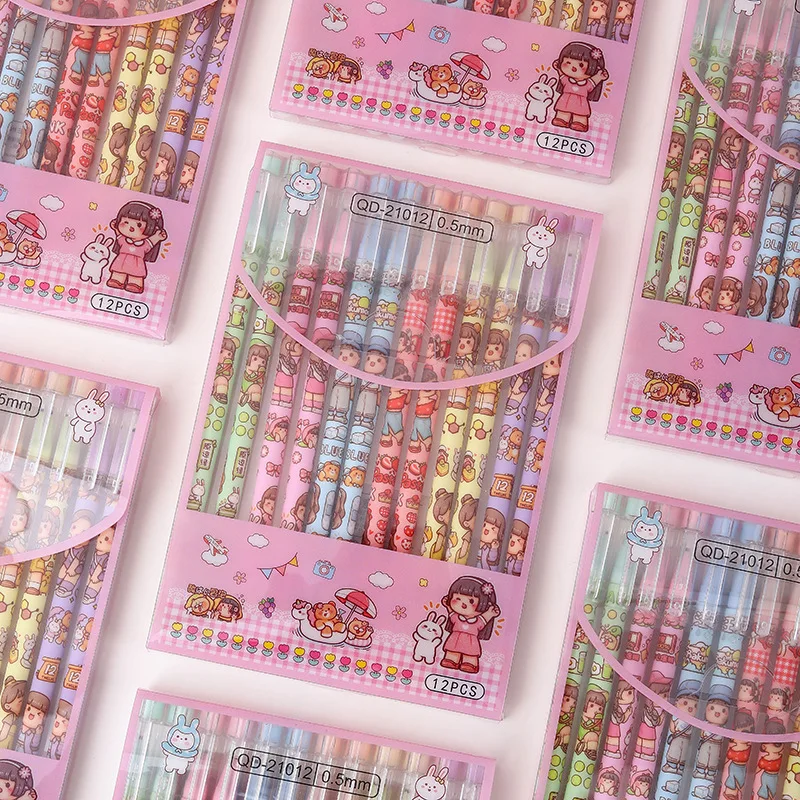 Creative cartoon cute straight stick neutral pen student high appearance level can erase office gift pen signature pen