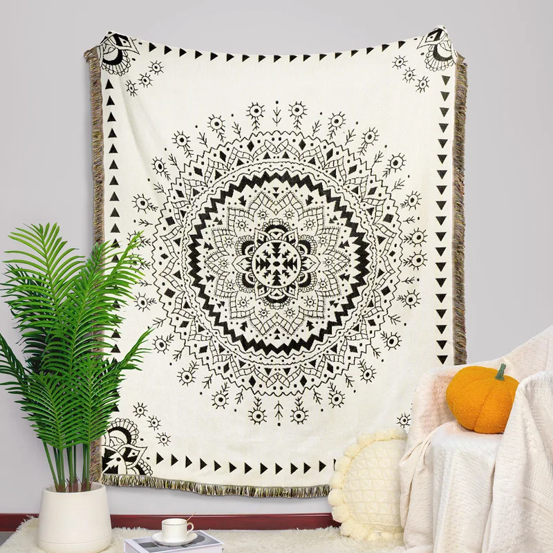 Custom Persian boho style Woven mat Jacquard blanket Tapestry