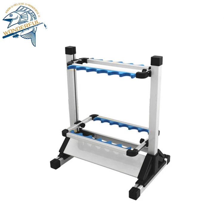 Upgraded High Quality Aluminum Alloy 12 Holes Foldable Fishing Display Support Stand Fishing Rod Rack Stand