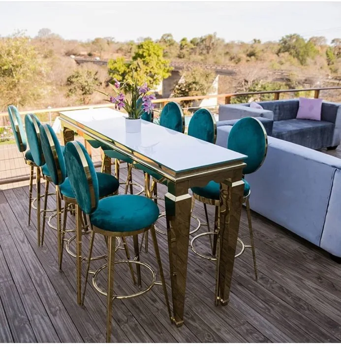 Foshan Cheap Wholesale Factory Price Modern Bar Furniture Stainless Steel Bar Tables And Chair