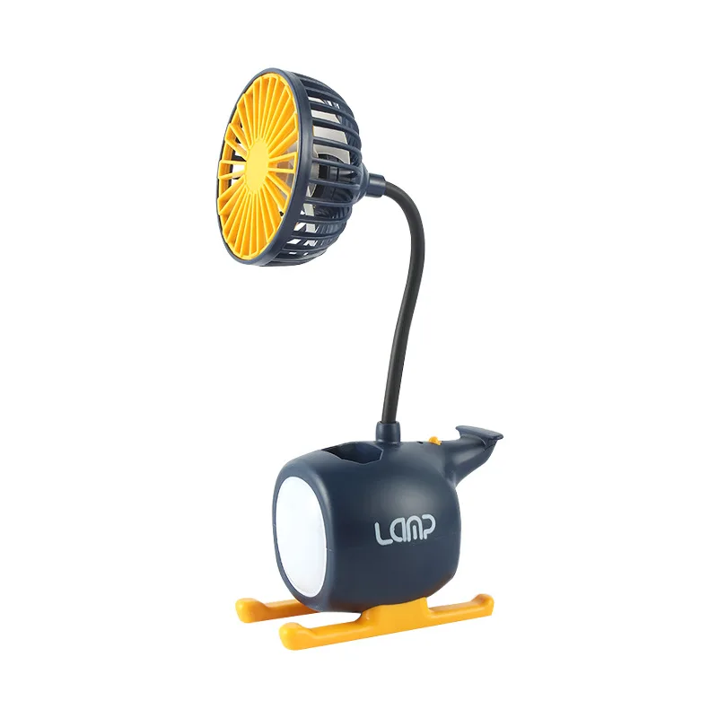 helicopter 600mah mini desktop fan with softness gooseneck support portable flexibility arm for office student with led lighting