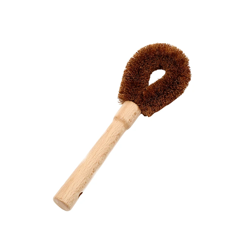 Natural durable coconut brown wire brush cleaner for washing dish bowel pan pot tea kettle cleaning brushes