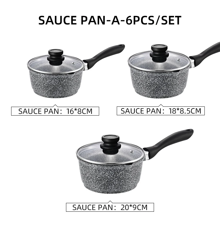 Die Cast Aluminum Cookware Non-Stick Coating 6pcs Induction Cookware Pot Wholesale Cookware