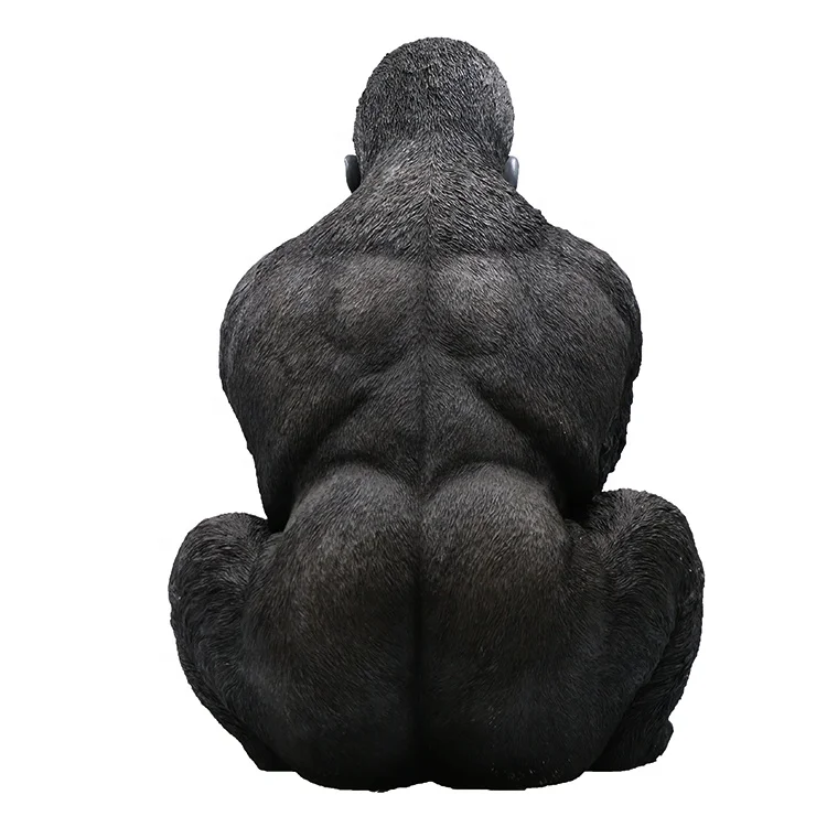 Custom design resin garden decor animal life size gorilla statue, fiberglass decorative animal gorilla statues for sale%