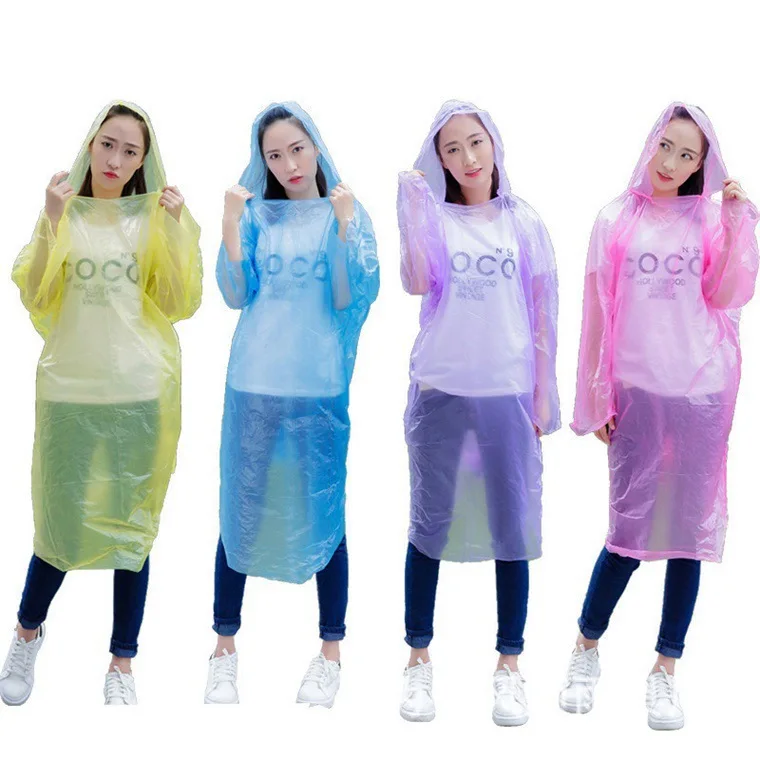 Adults Light Thin PE Clear One-piece Outdoor Tourism Emergency Disposable Pullover Ponchos Raincoat
