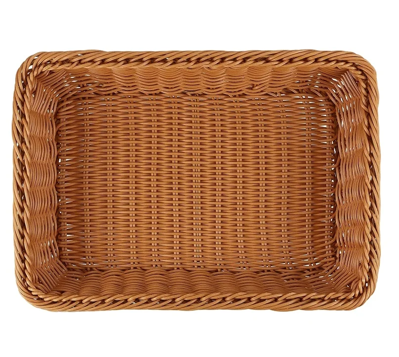 Huangtu cheap woven bakery tray flower basket of pe cane rattan wicker storage basket for Home, Restaurant, Hotel,toilet tank
