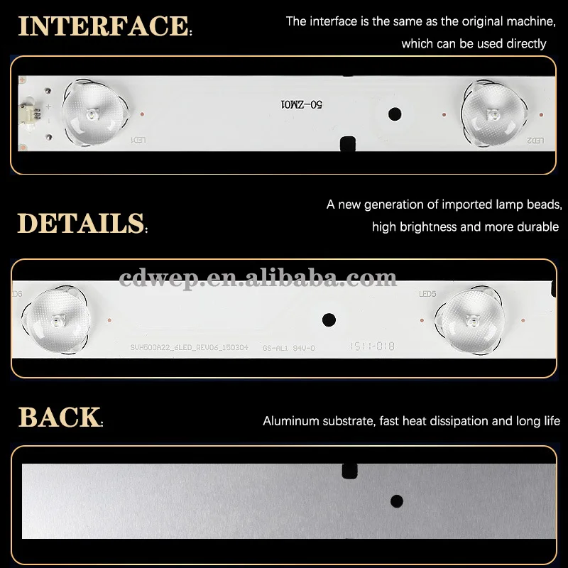 PW-H008 Led Strip Light SVH500A22_REV05_6LED_131113 for Hisense LED50EC280JD LED50K20JD Led TV