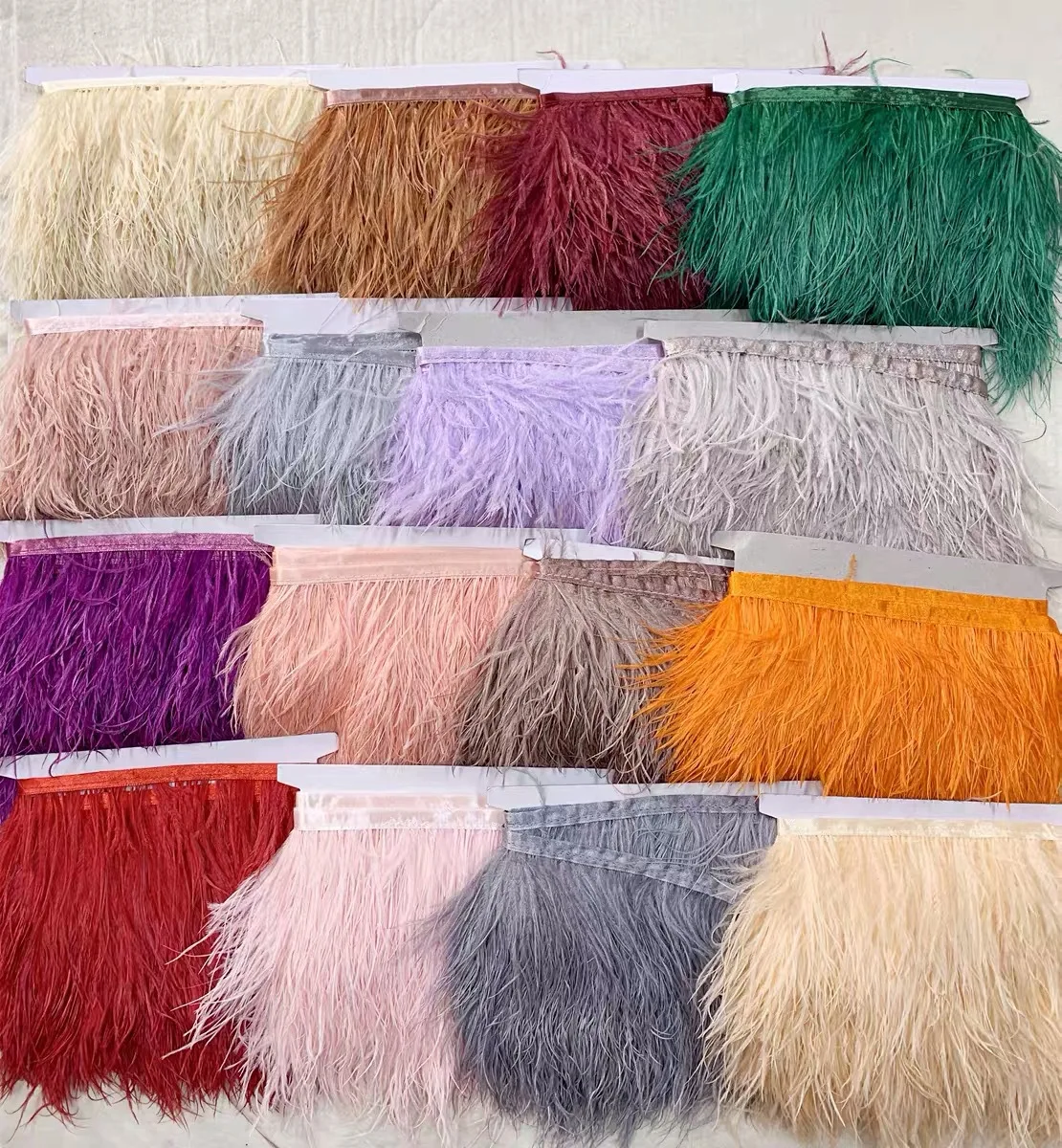 10-15cm Wholesales Garment Accessories Fancy Plume Fabric Lace Trims Ostrich Feather Fringe