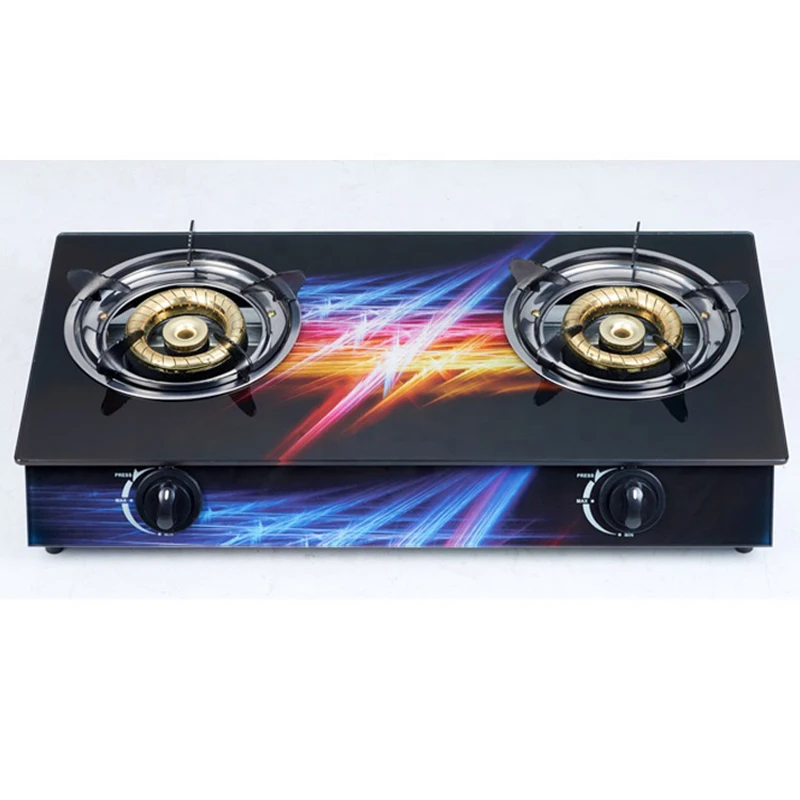 
Indian stainless steel burner glass top portable cooker 2 gas burner gas stove 