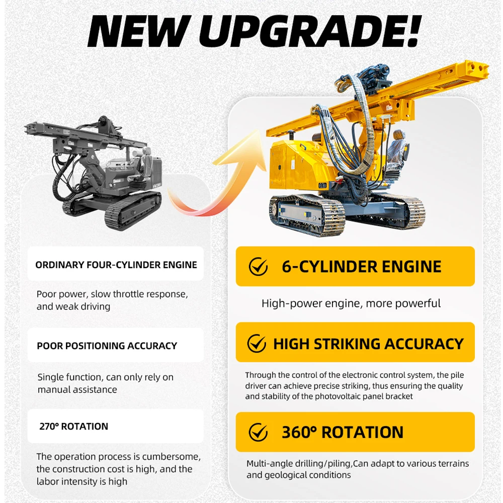 crawler solar ramming machine guardrail photovoltaic piling pile driver machine solar pile drivers with gps