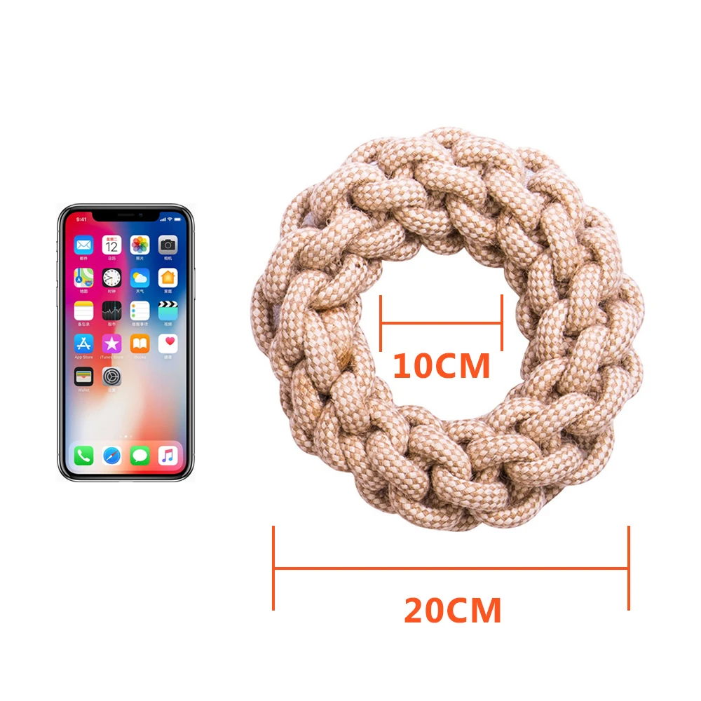 Durable cotton puppy chew dog jute yellow ball hemp rope dog toy