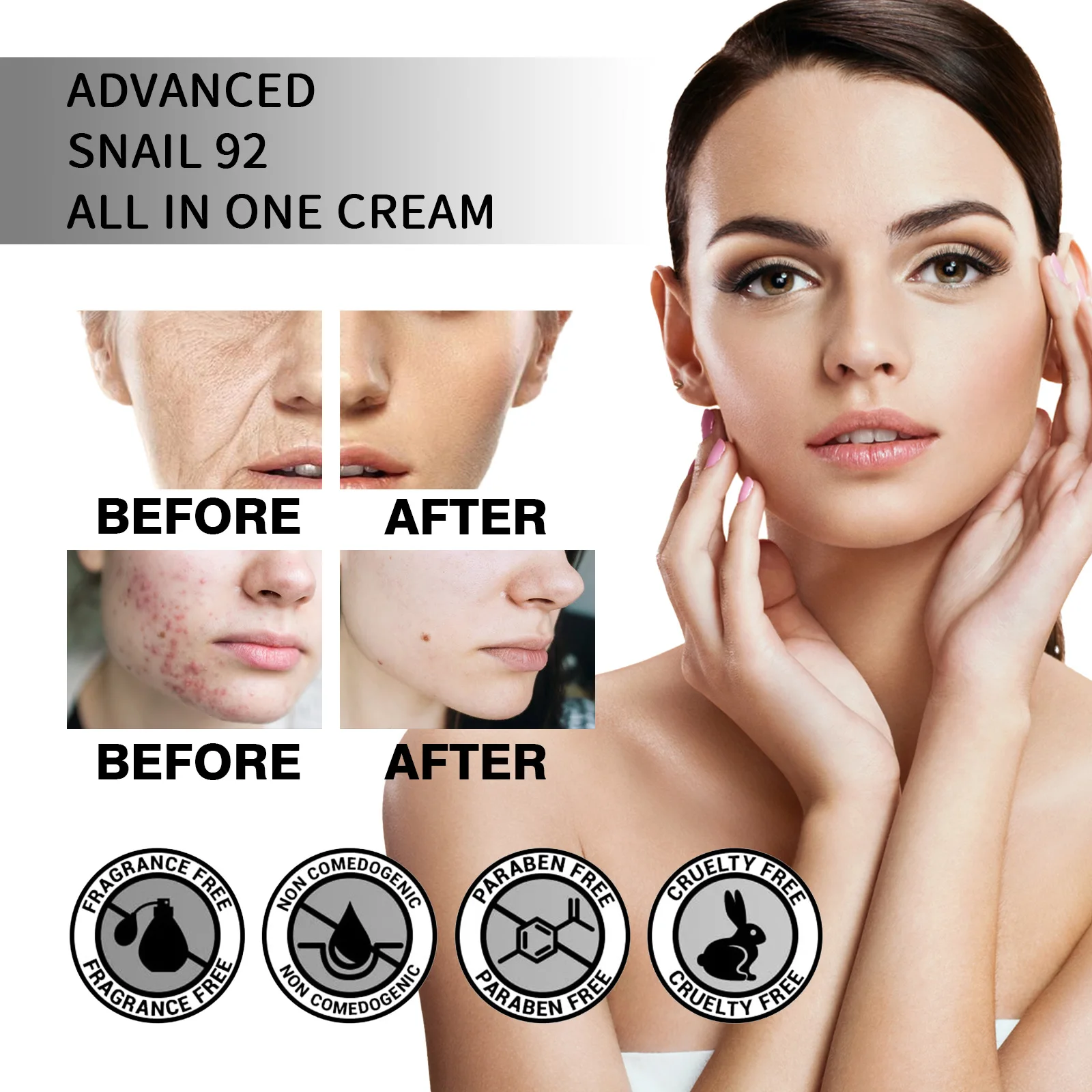 Snail Soothing Cream Firming Moisturizing Skin Care Brightening Soothes Advanced Snail 92 All in one Cream