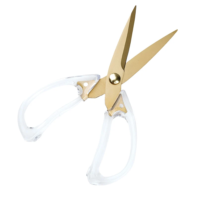 Russia Market Hot Sell Heavy Duty 8 Inch  Kitchen Scissors with Gold Coating and  Acrylic Handle