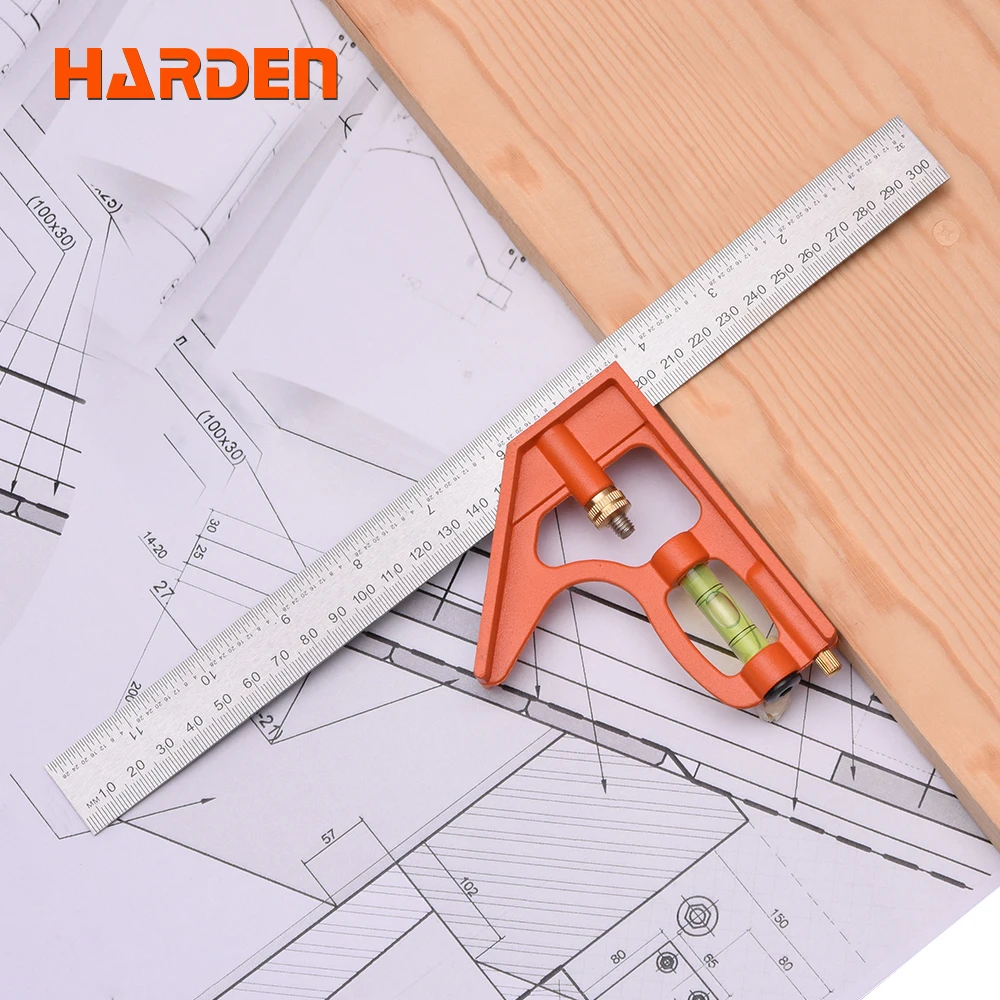 Harden 12-Inch/300mm Multifunctional Combination Square/Carpenter Square Ruler with Aluminum Handle