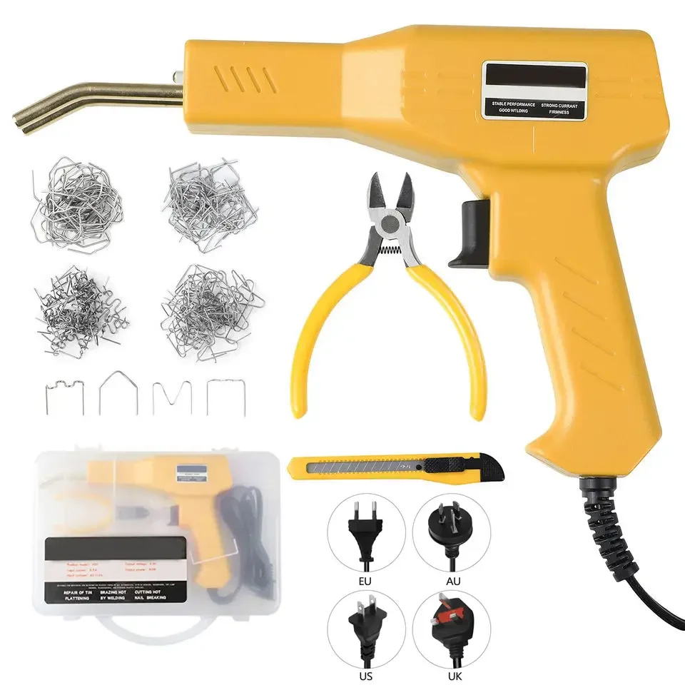 50W Plastic Weld Gun Portable Portable Plastic Welding Repair Kit Car Bumper Welder Machine 200Pcs Staples