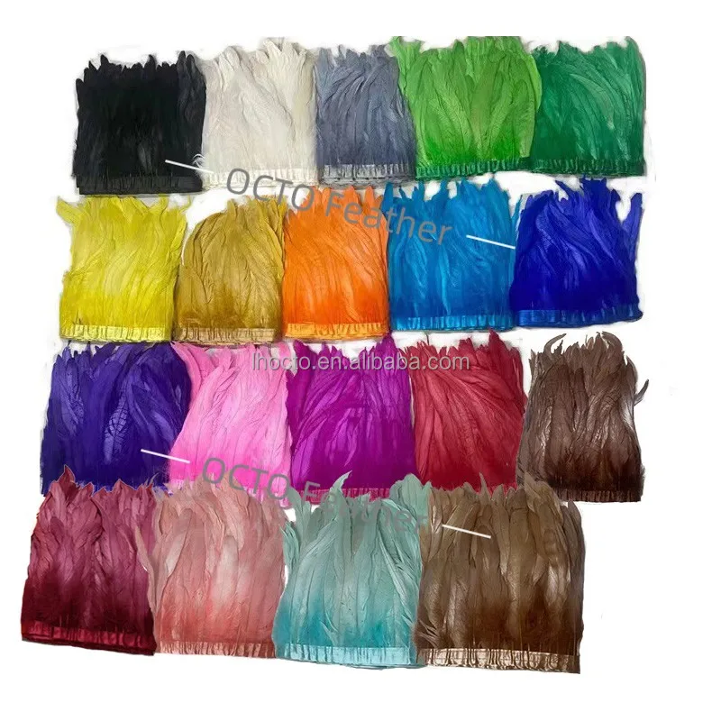 Wholesale 6/8/10/12in Chicken Cock Ribbon Feather Fringe 15/20/25/30cm Rooster Tail Feather Trim