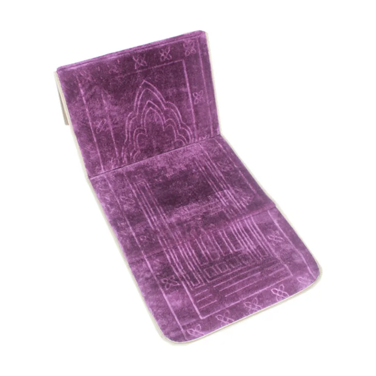 3D Embossed Portable Folding Pilgrimage Carpet Anti Slip travel Backrest Prayer Mat With Washable