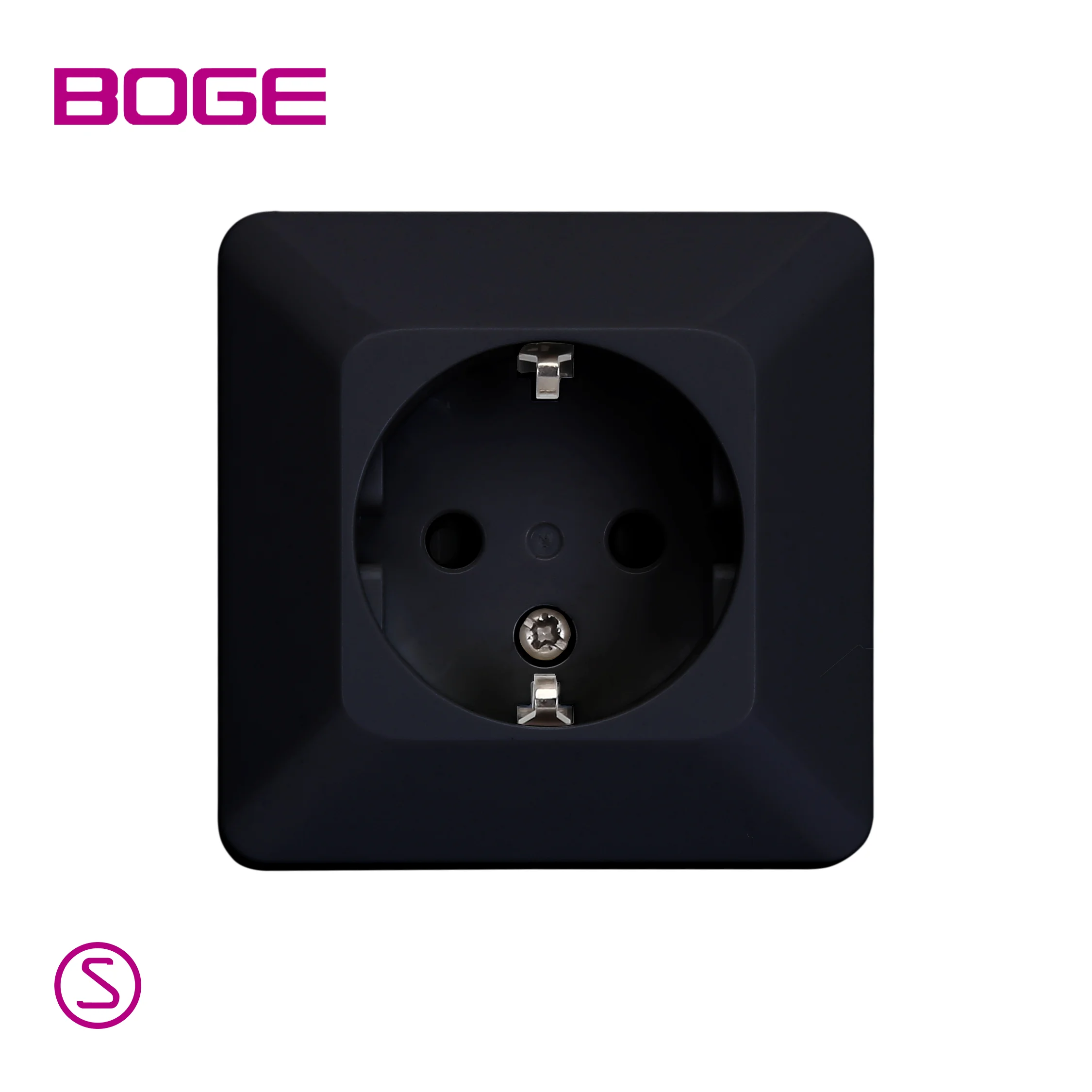 BOGE 2022 new European Black White PC Plastic Outlet Panel 16A Wall Power Universal Connected Socket EU