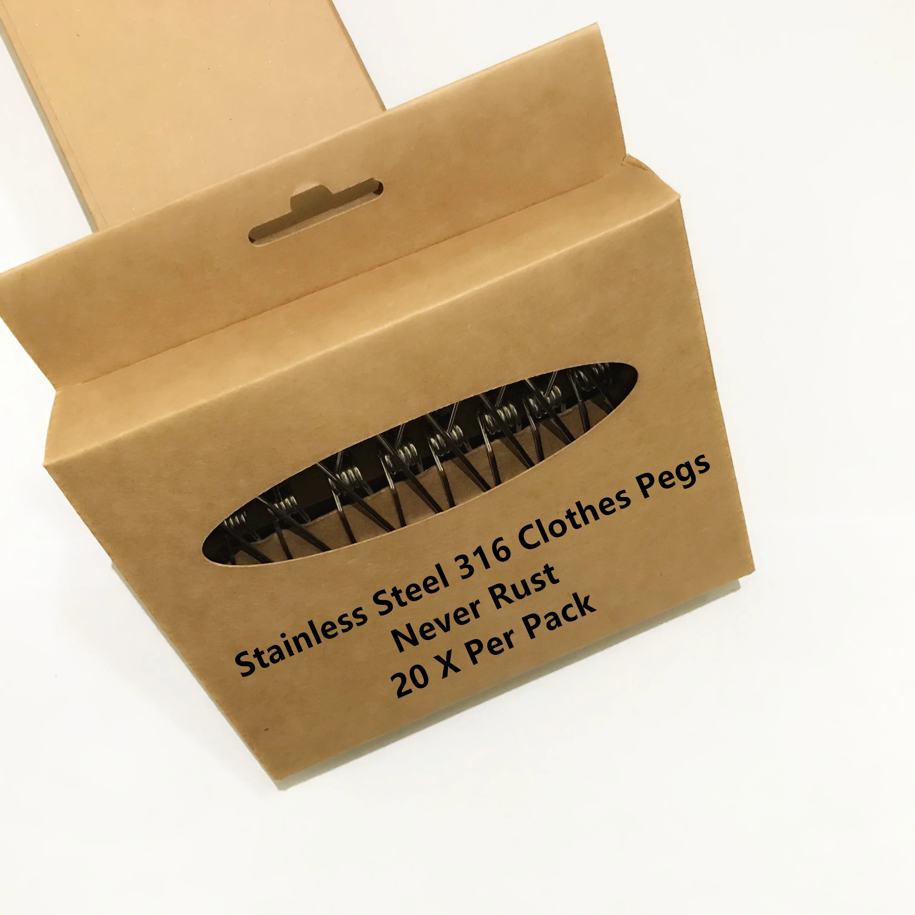 SS 316 metal clothes peg wire clip in paper box with custom logo