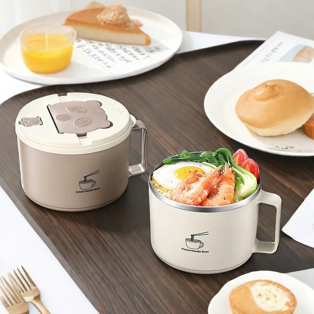 304 Stainless Steel Kid Noodle Bowls With Handle Insulated Customized Food Lunch Box For Kids