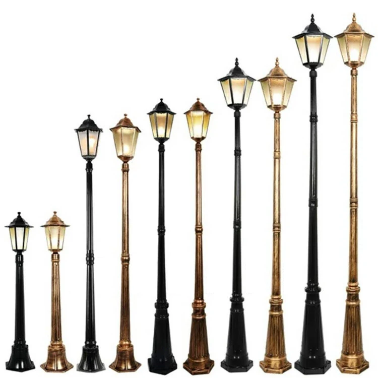 Classic Outdoor Decorative Antique Cast Aluminum Street Lamp Post Led Garden Pole Light For Landscape Lighting