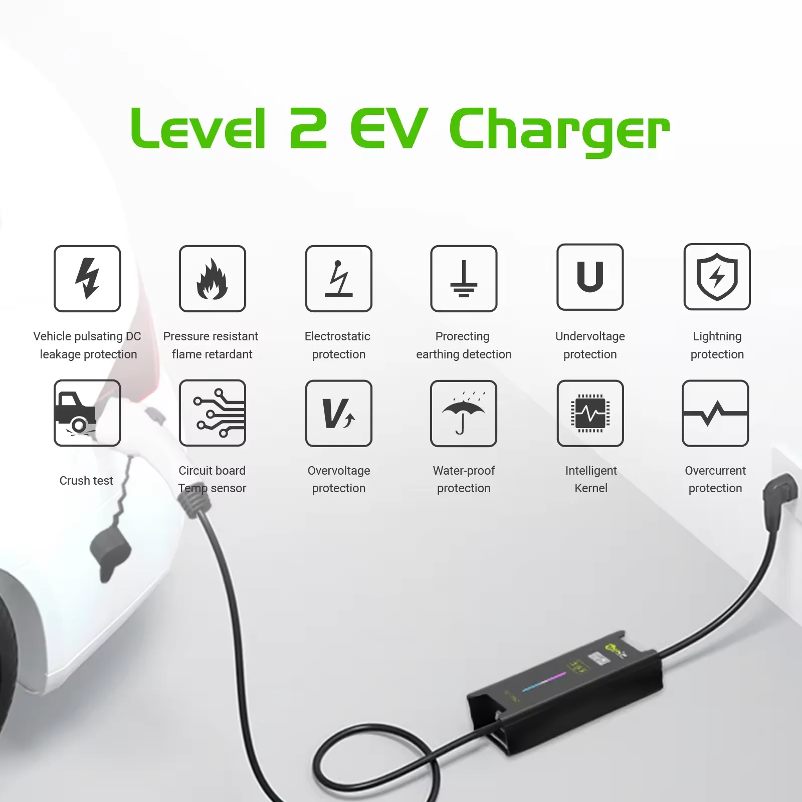 Type 2 Level 2 Smart Evse Portable Charger Station for 32A EV Cars Model A With Red CEE Plug