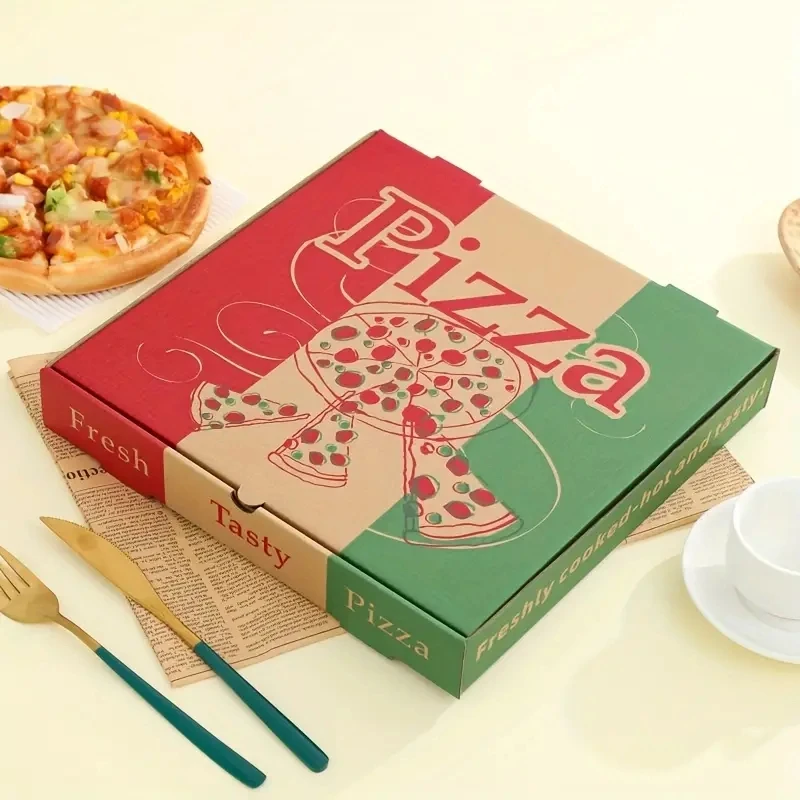 Custom Corrugated Paper Pizza Delivery Box Logo Printed Food Container for Pizza Delivery Cartons