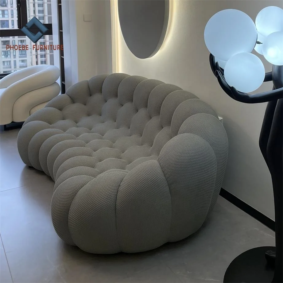 Bobois shaped polyurethane bi-density HR foam techno 3d fabric curved bubble sofa