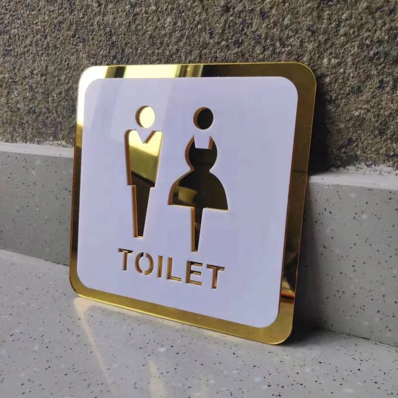 Kexian Custom Mirrored Acrylic Bathroom Signage Door PlatesToilet Sign Apartment Washroom Sign Men Women Restroom Sign Sticker