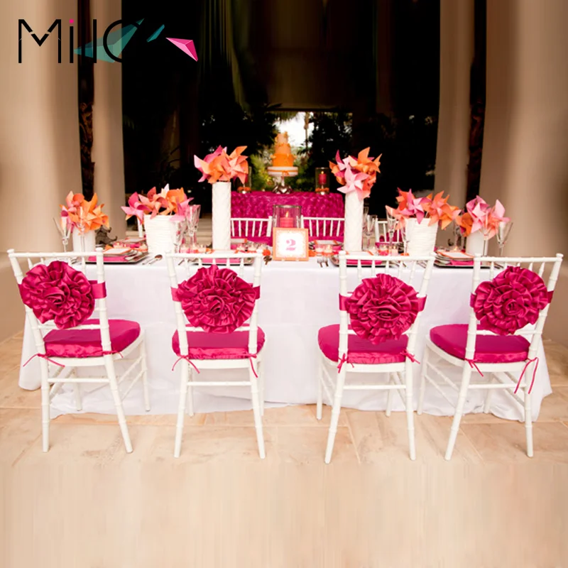 decorations for events party supplies Big 3d Flower Taffeta Wedding Chair Covers Sashes Bands