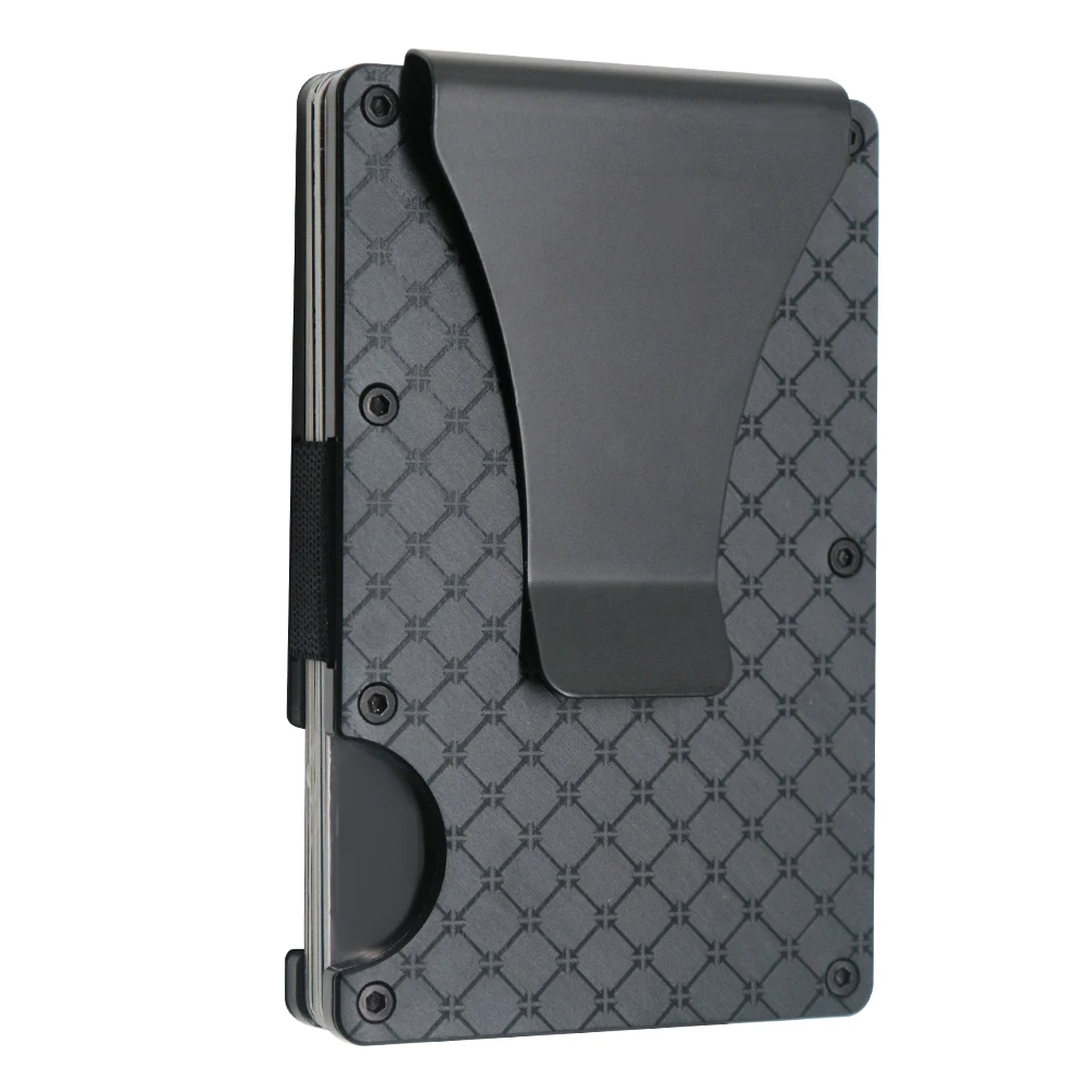 Индивидуальный Стильный тонкий алюминиевый металлический кошелек с зажимом для денег для мужчин, вмещает до 15 карт, RFID-блокировка, минималистичный держатель для карт, кошелек