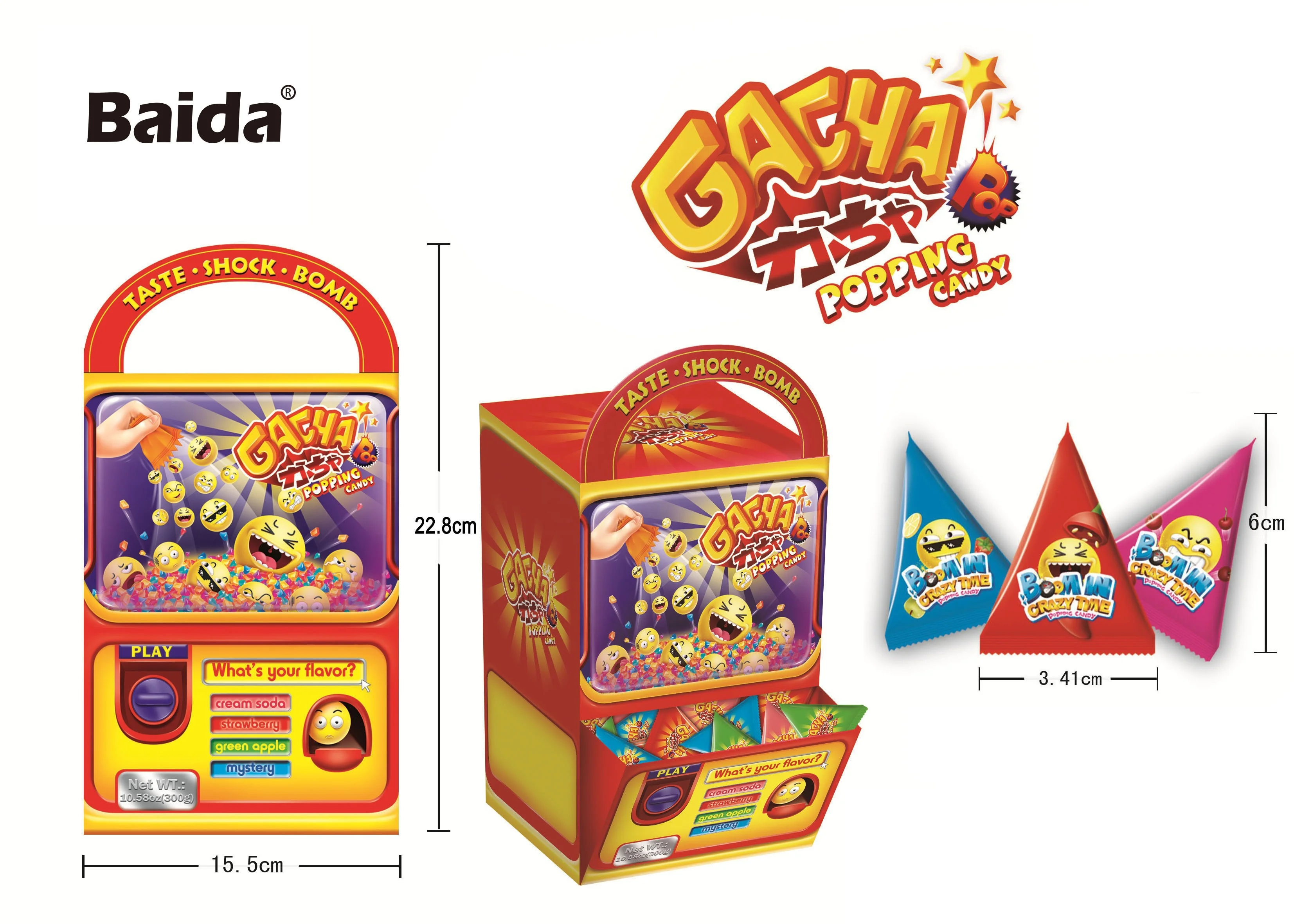 OEM magic Triangle package  popping candy with game machine
