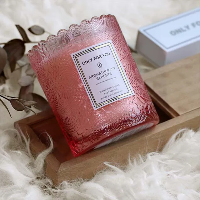 Лидер продаж красная прозрачная стеклянная чашка 7 5*9 см Подарочная коробка из пчелиного воска вишни покупайте Vela парфюмерную чашку в упаковке