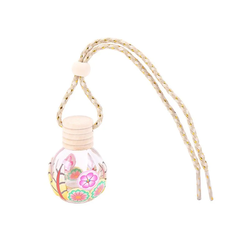 Glass Car Perfume Bottles Pendant 12ml square Shape Car Diffuser Bottle Perfume Empty Hanging