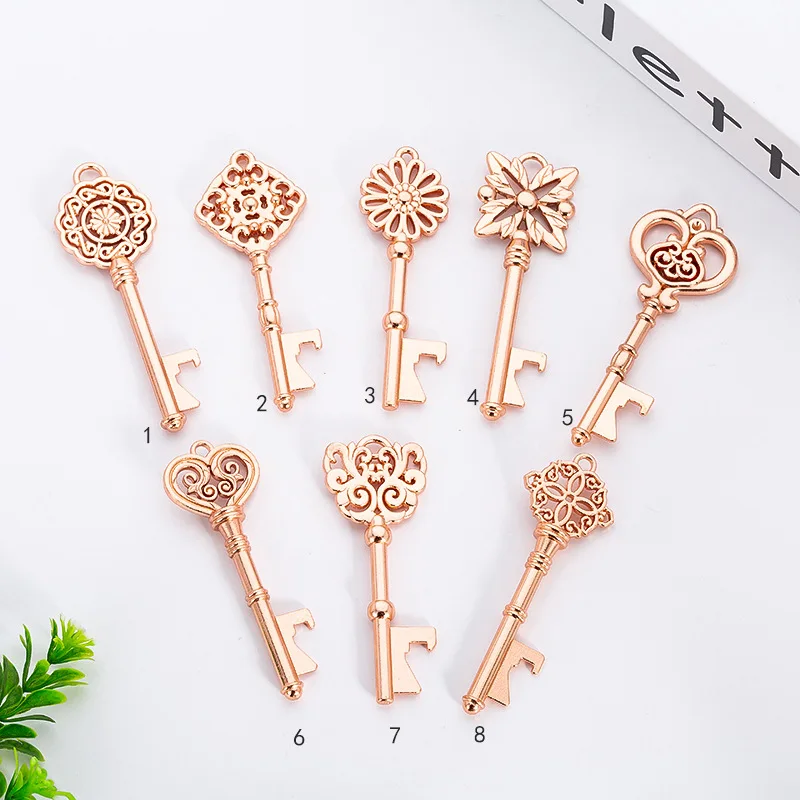 Ready to ship wedding favors rose gold vintage key bottle opener skeleton key bottle opener