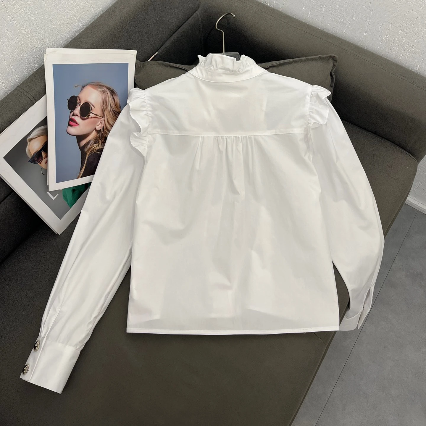 CONTACT ME 2024 elegant chic fashion cotton blouse white luxury designer shirts for women