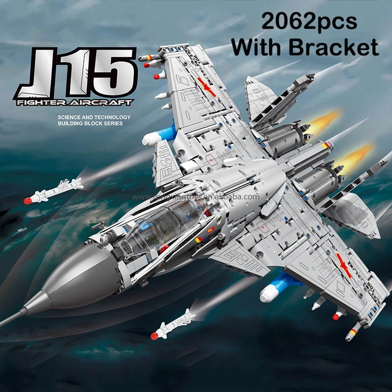 TGL T4026 2024 Новая военная J-15 Боевая модель истребителя с кронштейном Декор Детская Сборка игрушки подарочные строительные блоки Наборы